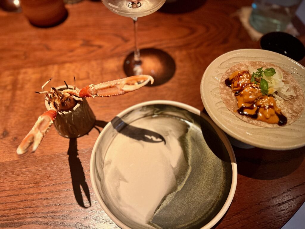 Langoustine taco dish from tasting menu review at London based restaurant Kol