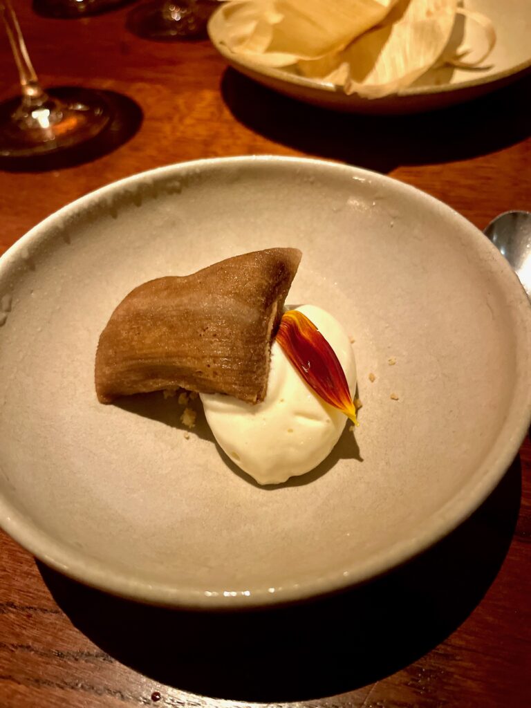 Tamal for dessert as part of tasting menu review at London based restaurant Kol